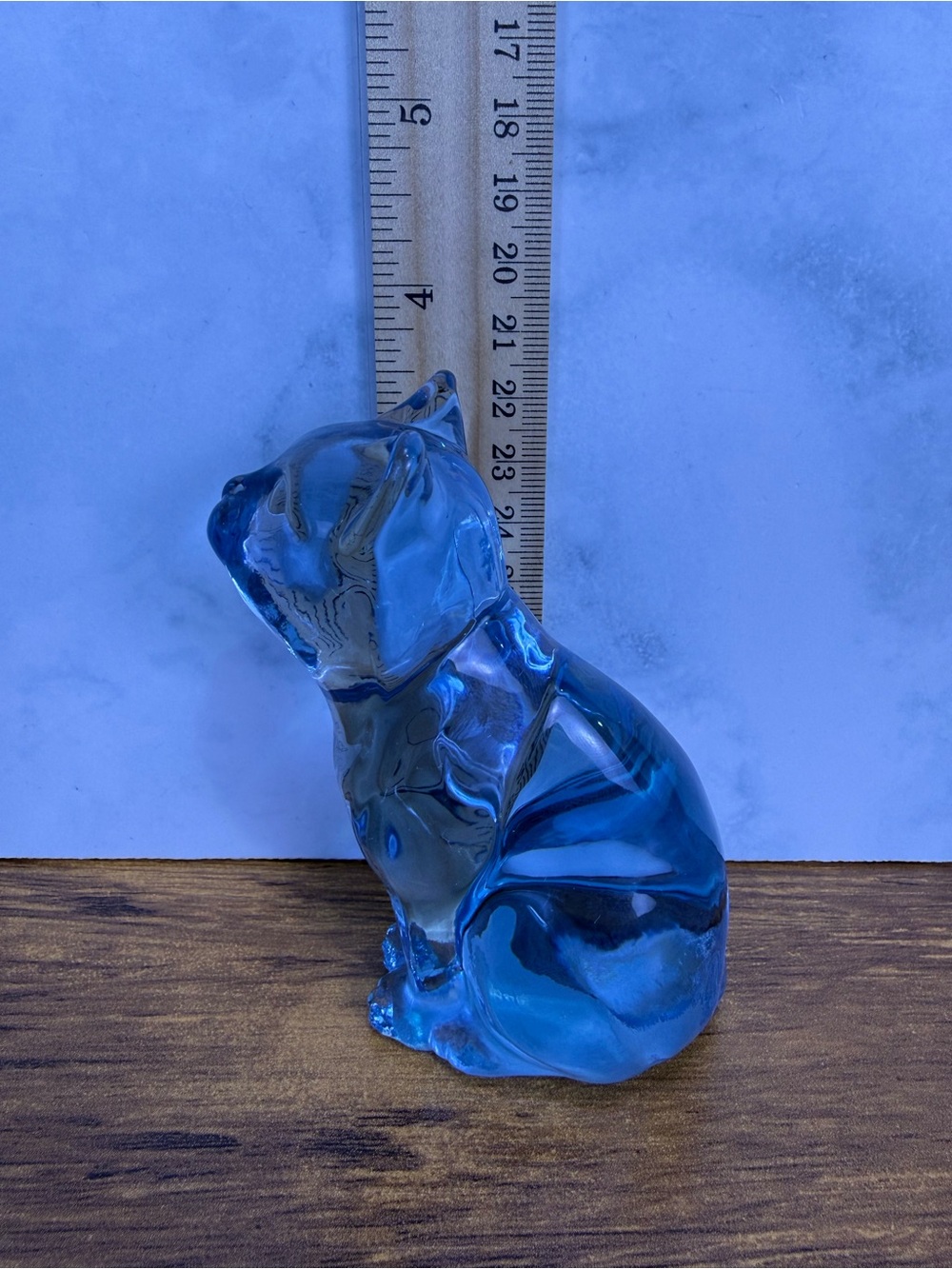 Fenton Curious Snobby Cat #5243 Aqua Blue Art Glass Kitten Figurine Foil Label - Picture 7 of 8